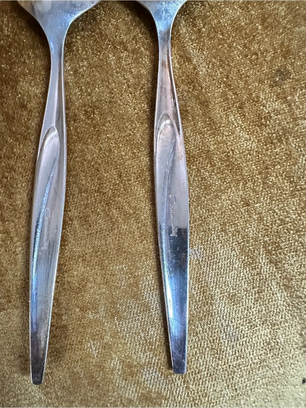 Vintage 60s Oneida Community Flight Serving Spoons Pair - Silver Plated